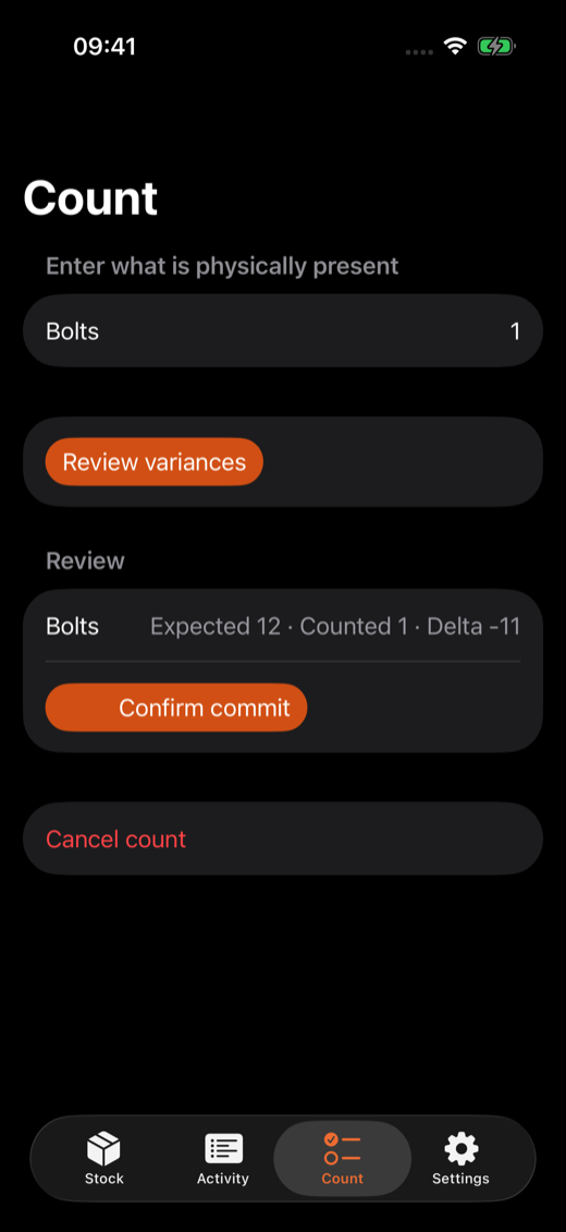 Physical count variance review in Inventory Tracker