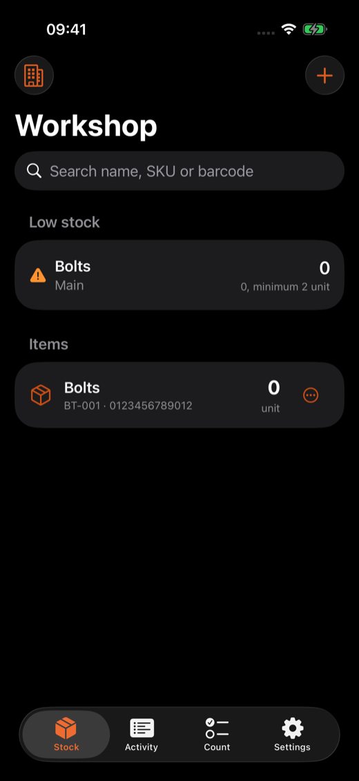 Stock item and quantity controls in Inventory Tracker